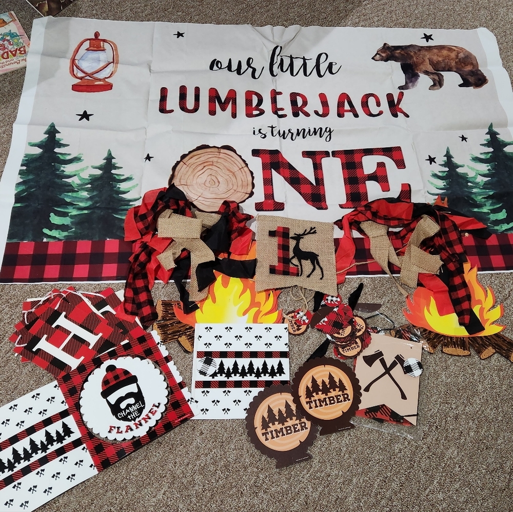 First birthday 1st lumberjack theme